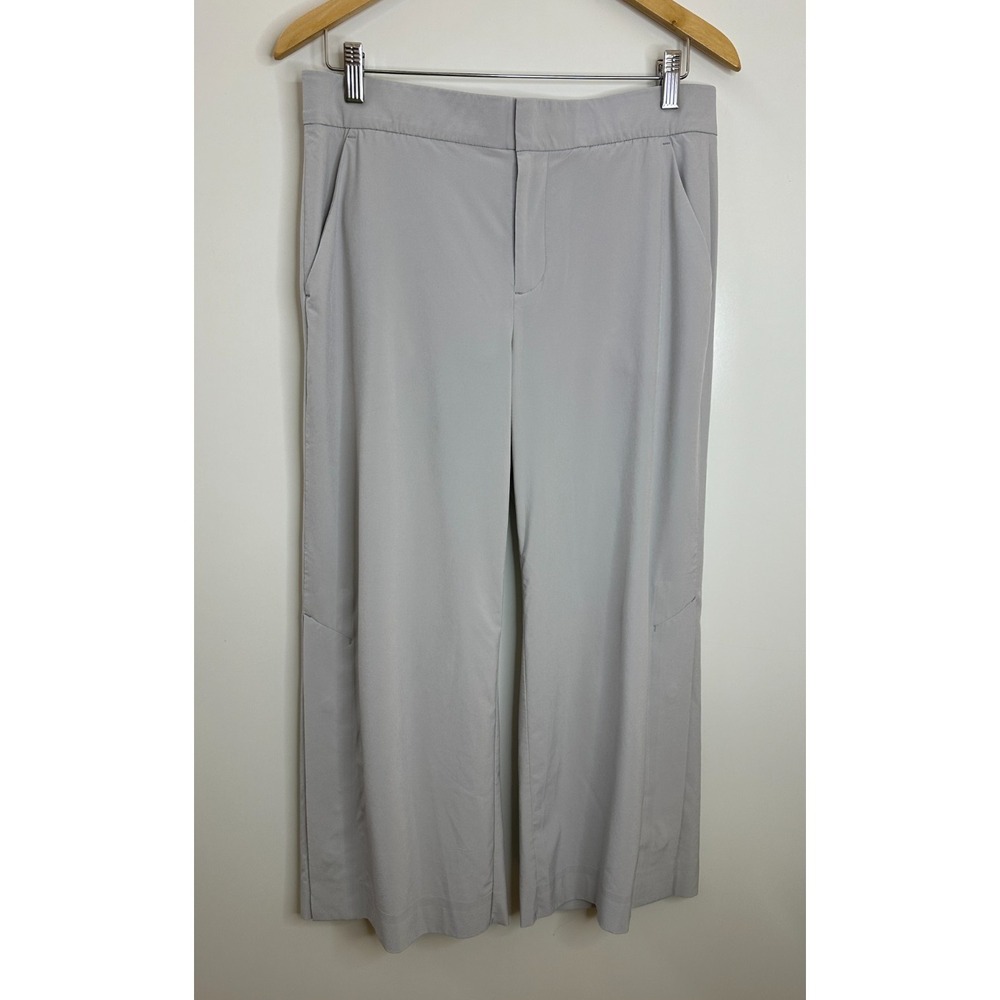 Athleta Tribeca Crop Pants Tern Grey Size 10 Travel Work Stretch Snap Ankle - Picture 2 of 16